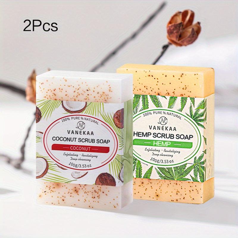 Coconut Scrub Soap for Body and Face - Organic Ingredients - All Skin Types