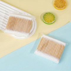 100pcs Double Tip Cotton Swabs Bamboo Stick Disposable Cleaning Swabs