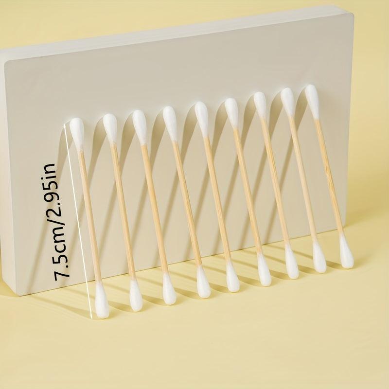 100pcs Double Tip Cotton Swabs Bamboo Stick Disposable Cleaning Swabs