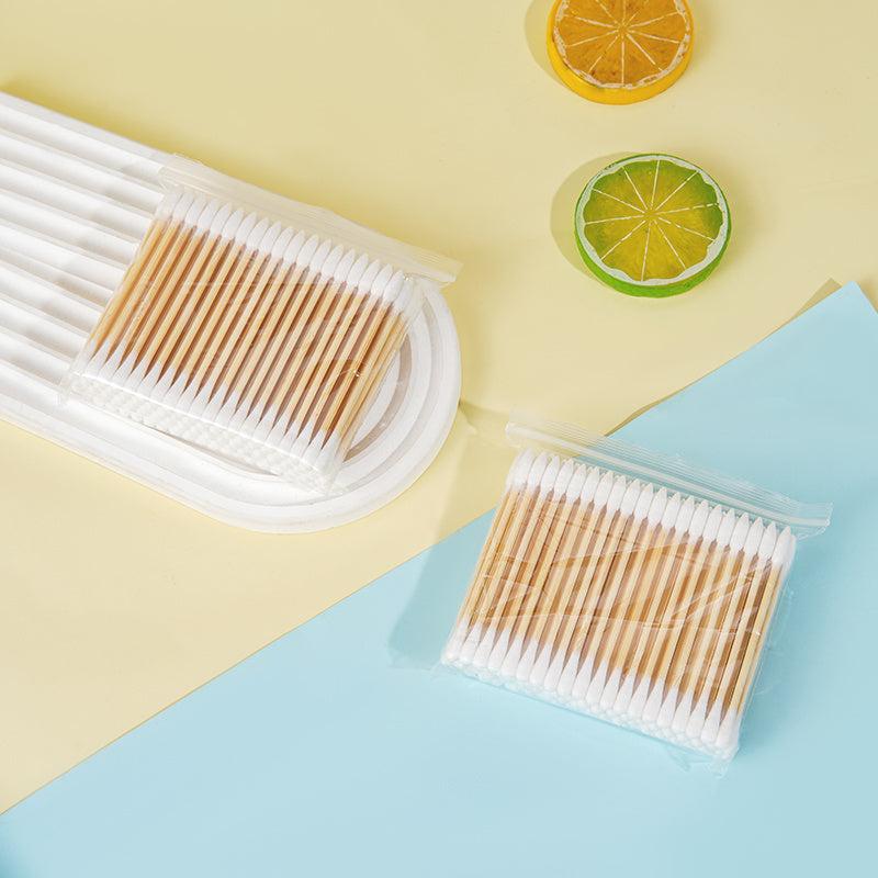 100pcs Double Tip Cotton Swabs Bamboo Stick Disposable Cleaning Swabs