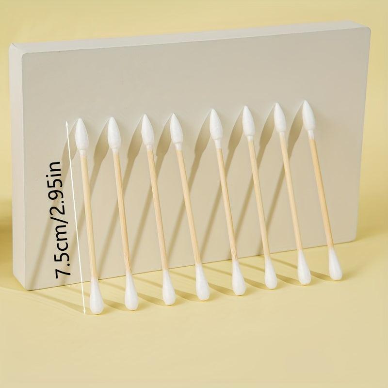 100pcs Double Tip Cotton Swabs Bamboo Stick Disposable Cleaning Swabs