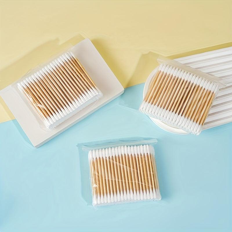 100pcs Double Tip Cotton Swabs Bamboo Stick Disposable Cleaning Swabs