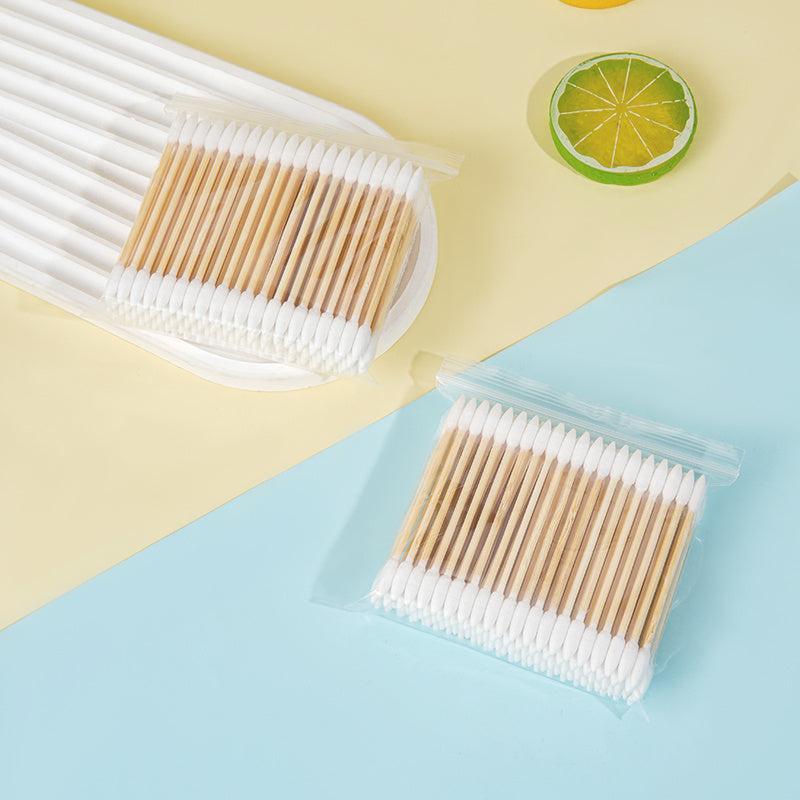 100pcs Double Tip Cotton Swabs Bamboo Stick Disposable Cleaning Swabs