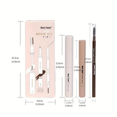 3-In-1 Brow Coloring Set: Gel, Pencil, Pomade - Brown