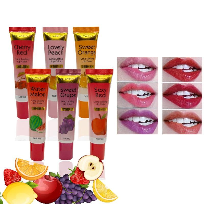 6 Colors Fruity Peel Off Liquid Lipstick Long Lasting Lip Gloss
