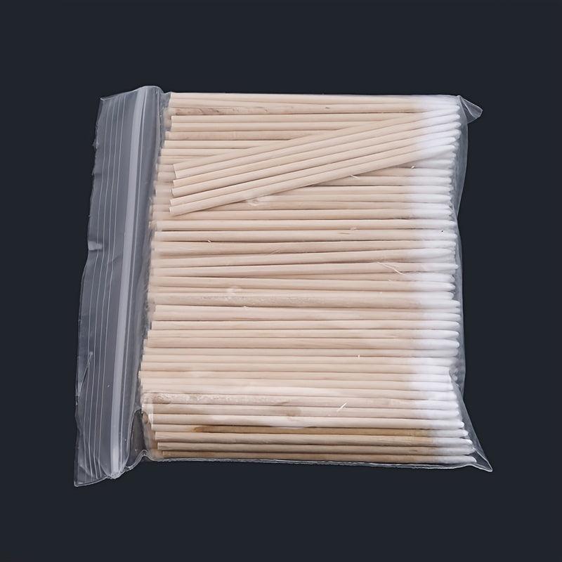 300pcs Disposable Cotton Swabs Pointed Tip Wooden Stick