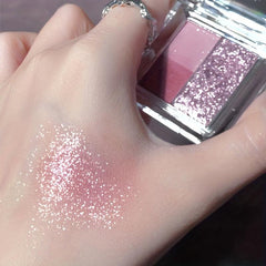 Shimmer Eyeshadow Palette 3 Colors Earth Tones Ice Grape Pink Purple