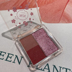 Shimmer Eyeshadow Palette 3 Colors Earth Tones Ice Grape Pink Purple