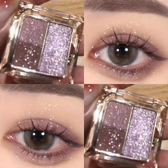 Shimmer Eyeshadow Palette 3 Colors Earth Tones Ice Grape Pink Purple