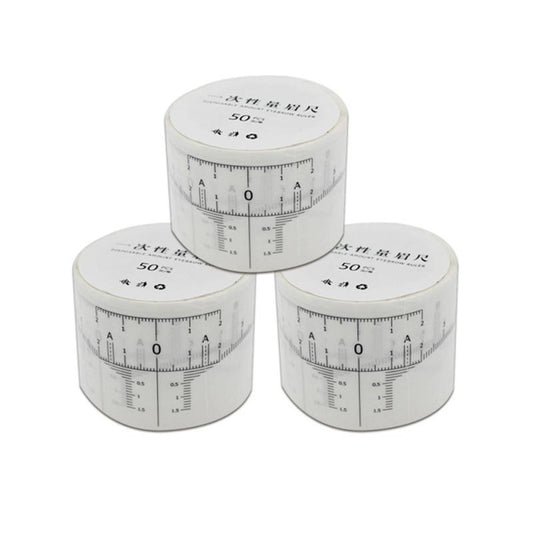 50 Pcs Eyebrow Ruler Sticker Microblading Guide