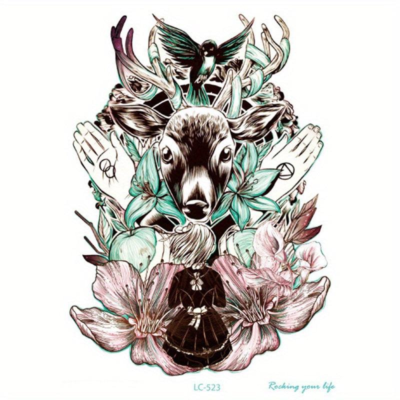Temporary Tattoos For Girls Flower Unicorn Peacock Arm Tattoo Stickers