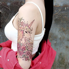 Temporary Tattoos For Girls Flower Unicorn Peacock Arm Tattoo Stickers