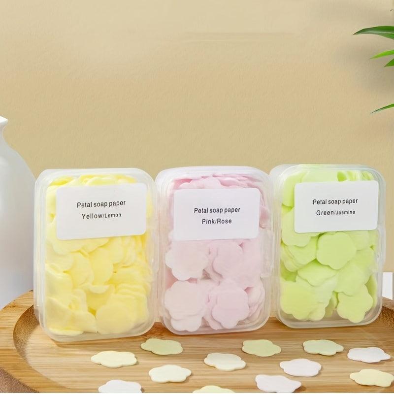 100pcs Portable Petal Soap Paper Sheets for Daily Hand Washing