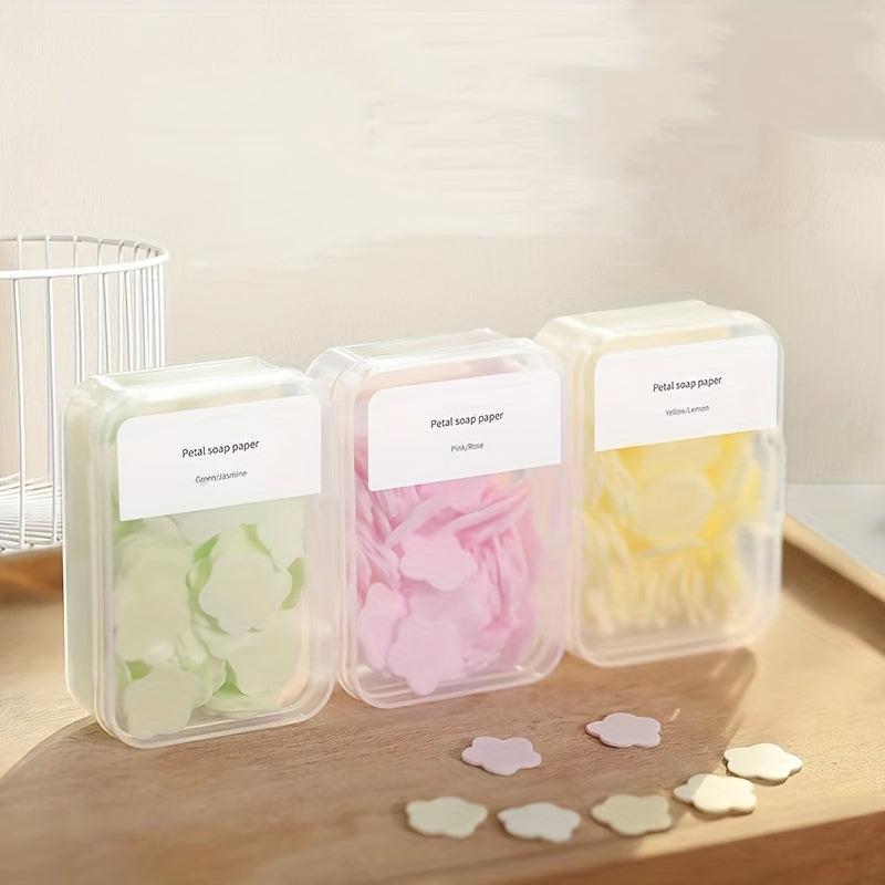 100pcs Portable Petal Soap Paper Sheets for Daily Hand Washing