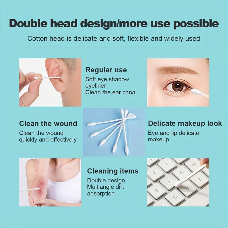 40pcs Travel Cotton Swabs for Ears Makeup & Cleaning