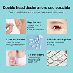 40pcs Travel Cotton Swabs for Ears Makeup & Cleaning