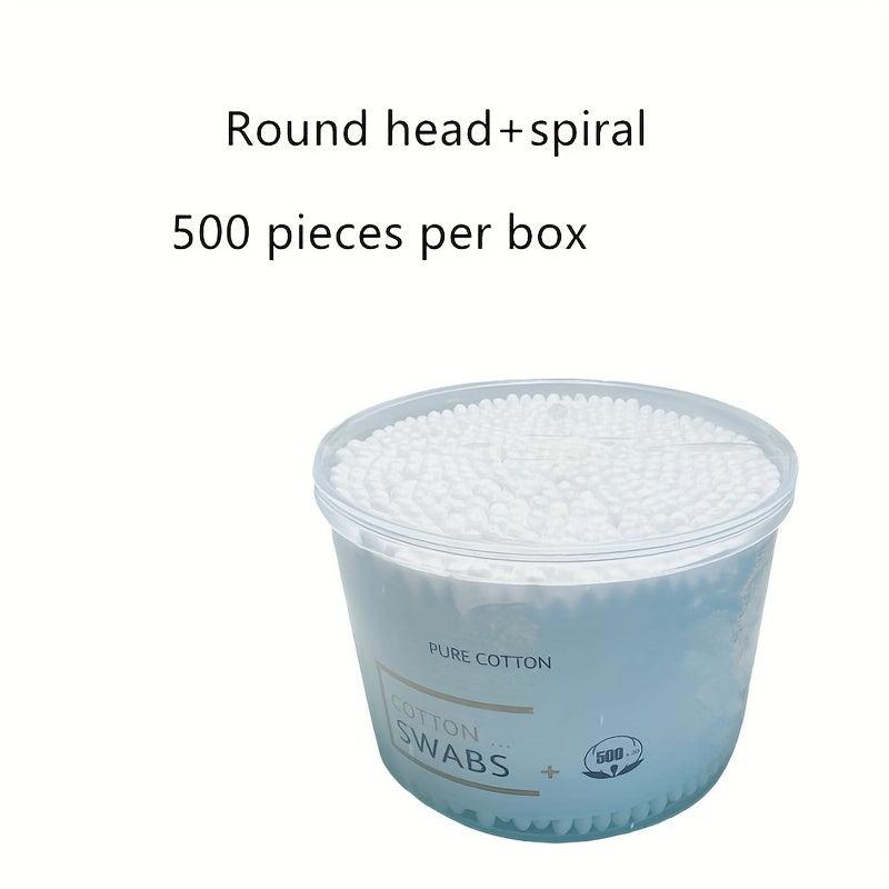 500 Cotton Swabs Wooden Stick Disposable Double Cotton Tip for Ear Nose Clean