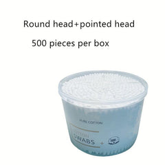 500 Cotton Swabs Wooden Stick Disposable Double Cotton Tip for Ear Nose Clean