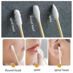 500 Cotton Swabs Wooden Stick Disposable Double Cotton Tip for Ear Nose Clean