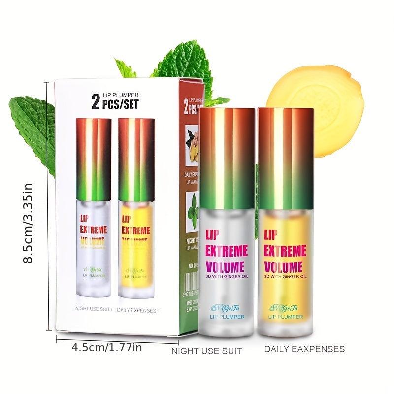 Ginger & Mint Lip Plumper Set - Volumizing Lip Serum for Smoother Lips