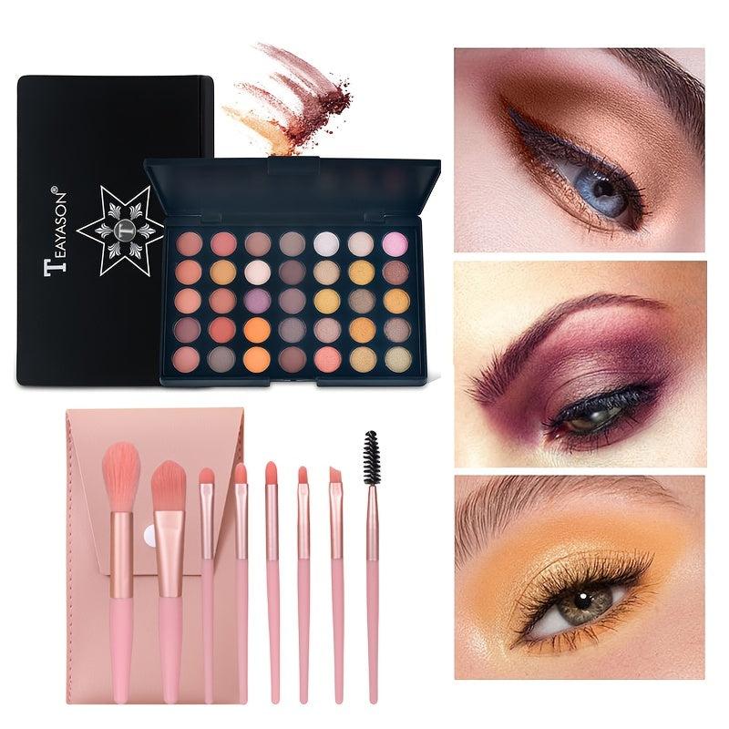 35 Colors Eyeshadow Palette Set with 8pcs Brushes