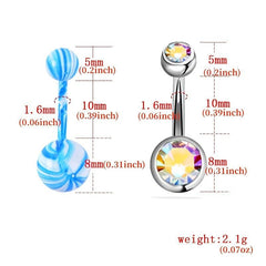 Stainless Steel Double Drill Navel Nail Set for Men and Women