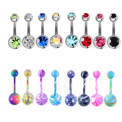 Stainless Steel Double Drill Navel Nail Set for Men and Women