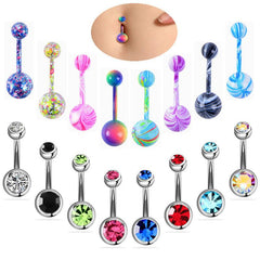 Stainless Steel Double Drill Navel Nail Set for Men and Women