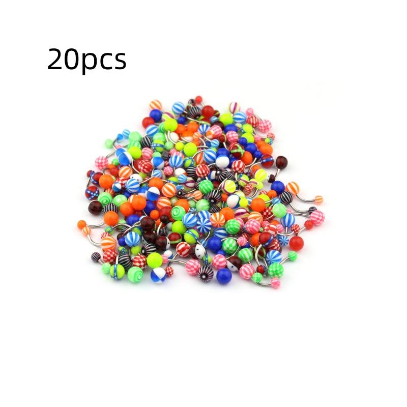 20pcs Stainless Steel Navel Nail Set for Piercing and Ornamentation