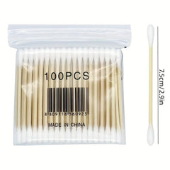 Disposable Cotton Swabs Double Round Tip Wooden Stick 100-1000pcs