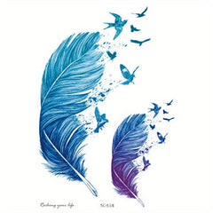 Colorful Bird Feather Tattoo Sticker Waterproof Female Long Lasting Sexy