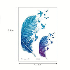 Colorful Bird Feather Tattoo Sticker Waterproof Female Long Lasting Sexy