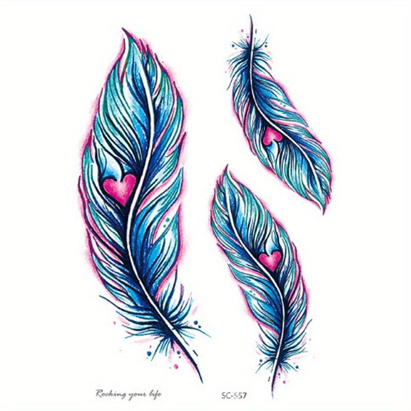 Colorful Bird Feather Tattoo Sticker Waterproof Female Long Lasting Sexy