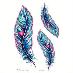 Colorful Bird Feather Tattoo Sticker Waterproof Female Long Lasting Sexy