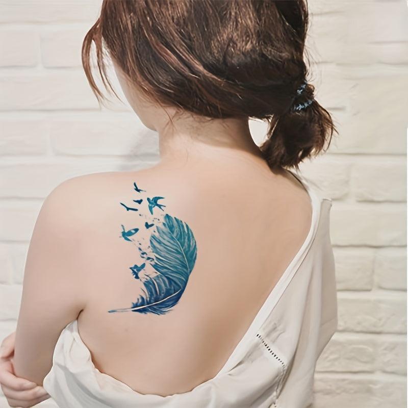Colorful Bird Feather Tattoo Sticker Waterproof Female Long Lasting Sexy