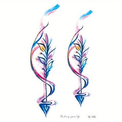 Colorful Bird Feather Tattoo Sticker Waterproof Female Long Lasting Sexy