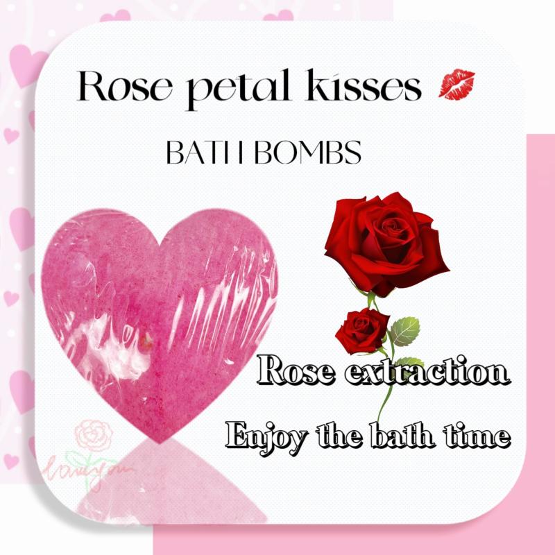 3 Pack Heart Rose Scented Bath Salt Ball