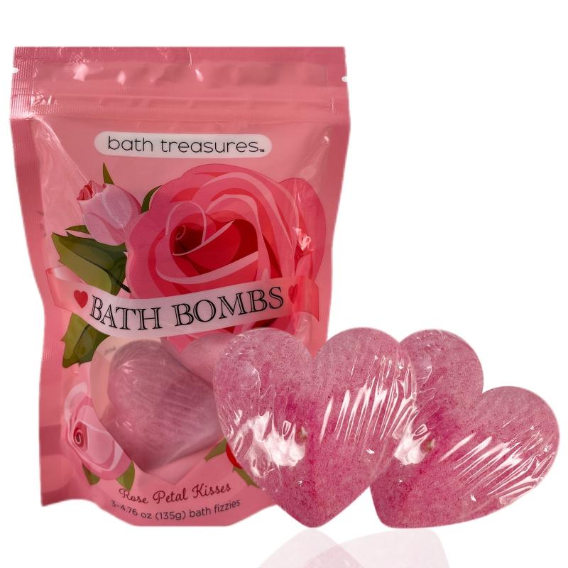 3 Pack Heart Rose Scented Bath Salt Ball