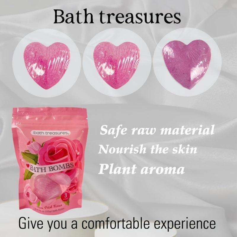 3 Pack Heart Rose Scented Bath Salt Ball