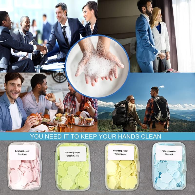 100 Pcs Box Paper Cleaning Soaps Portable Hand Wash Soap Papers
