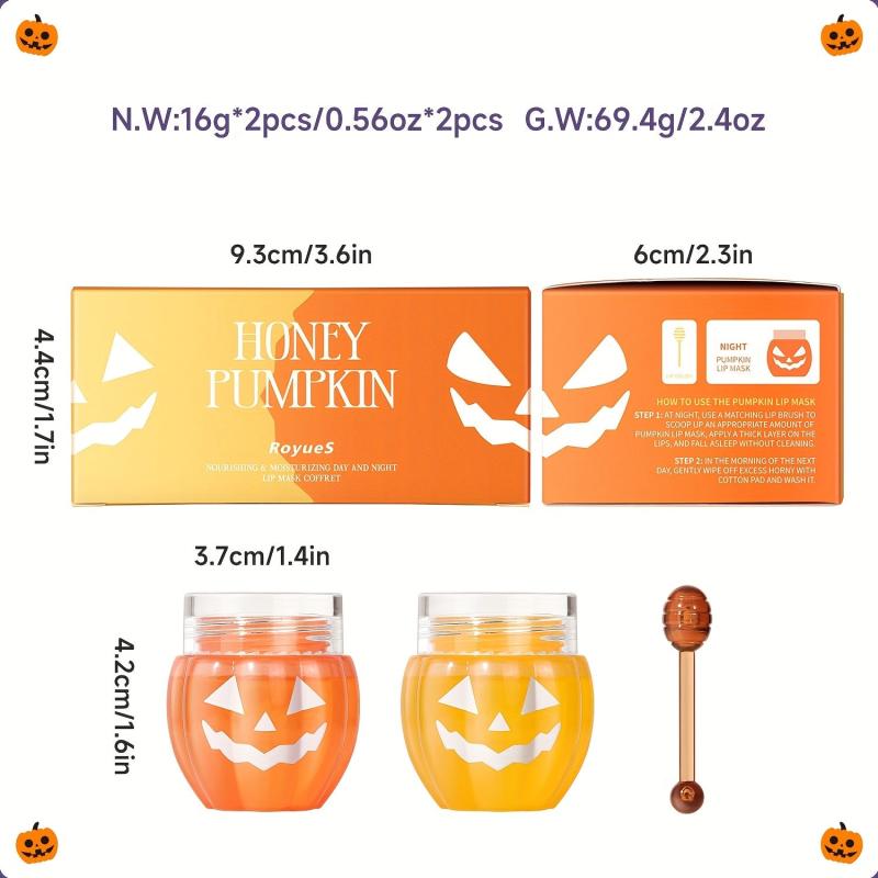 2 Pcs Halloween Pumpkin Lip Mask and Balm Combo