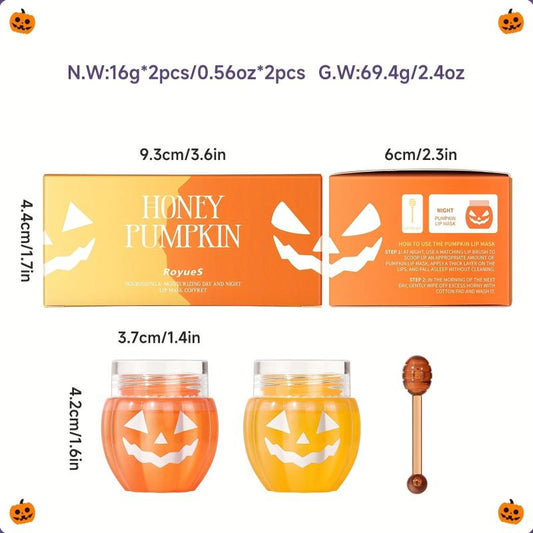 2 Pcs Halloween Pumpkin Lip Mask and Balm Combo