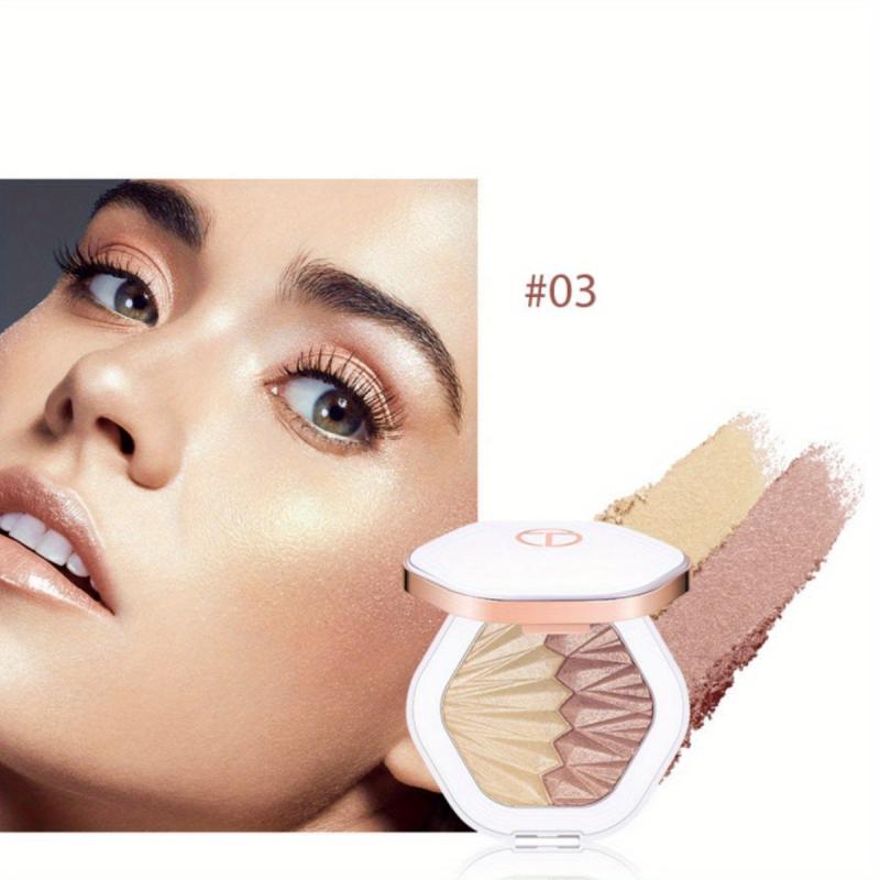 2 Colors Highlighter Powder Palette High Gloss Bronzer Blush Compact