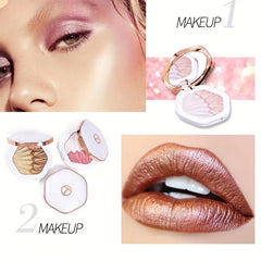 2 Colors Highlighter Powder Palette High Gloss Bronzer Blush Compact
