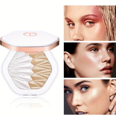 2 Colors Highlighter Powder Palette High Gloss Bronzer Blush Compact