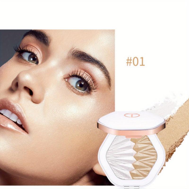 2 Colors Highlighter Powder Palette High Gloss Bronzer Blush Compact