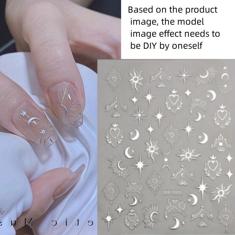 Bronzing Heart Sun Moon Nail Art Stickers