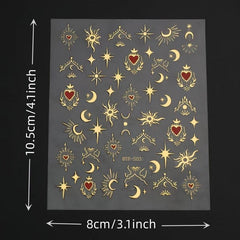 Bronzing Heart Sun Moon Nail Art Stickers