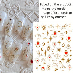 Bronzing Heart Sun Moon Nail Art Stickers