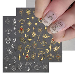 Bronzing Heart Sun Moon Nail Art Stickers